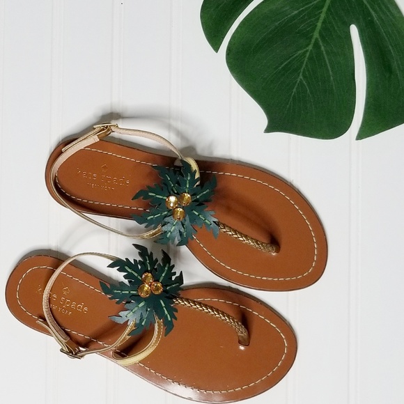 kate spade Shoes - Kate Spade Solana Palm Tree Leather Sandals 6.5